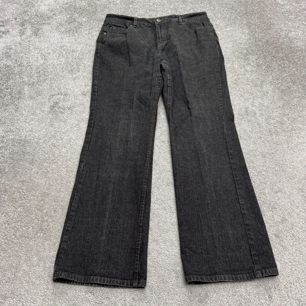 Coldwater Creek High Rise Straight Leg Demi Jeans Womens 16 Black Cotton 35x31.5